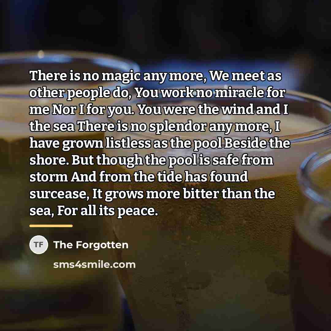 “There is no magic any more, We meet as other…” quote by The Forgotten