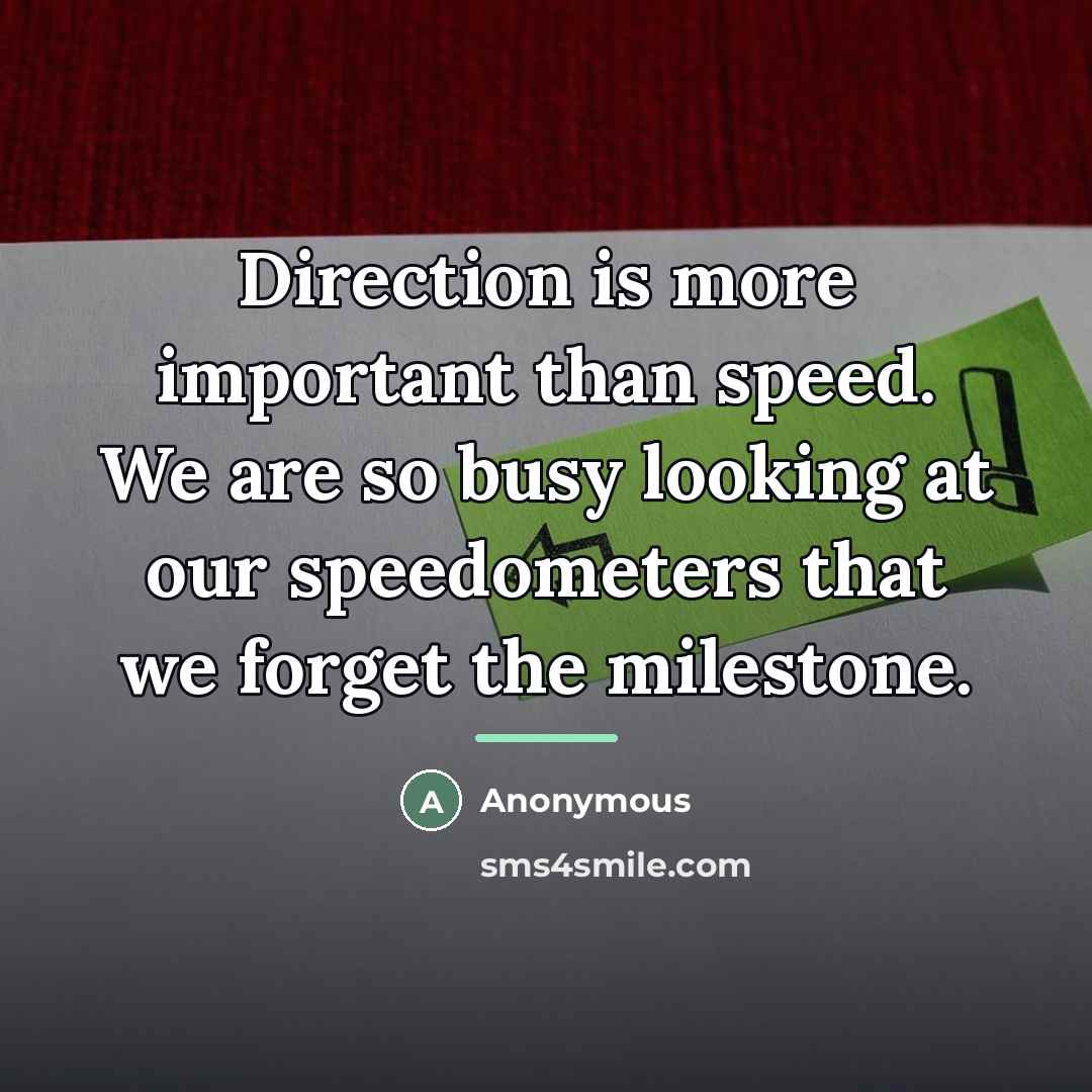 “Direction is more important than speed. We are so busy…” quote by Anonymous