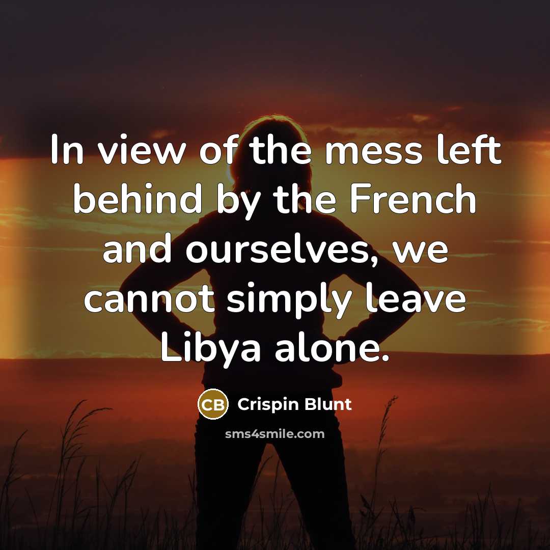 “In view of the mess left behind by the French…” quote by Crispin Blunt