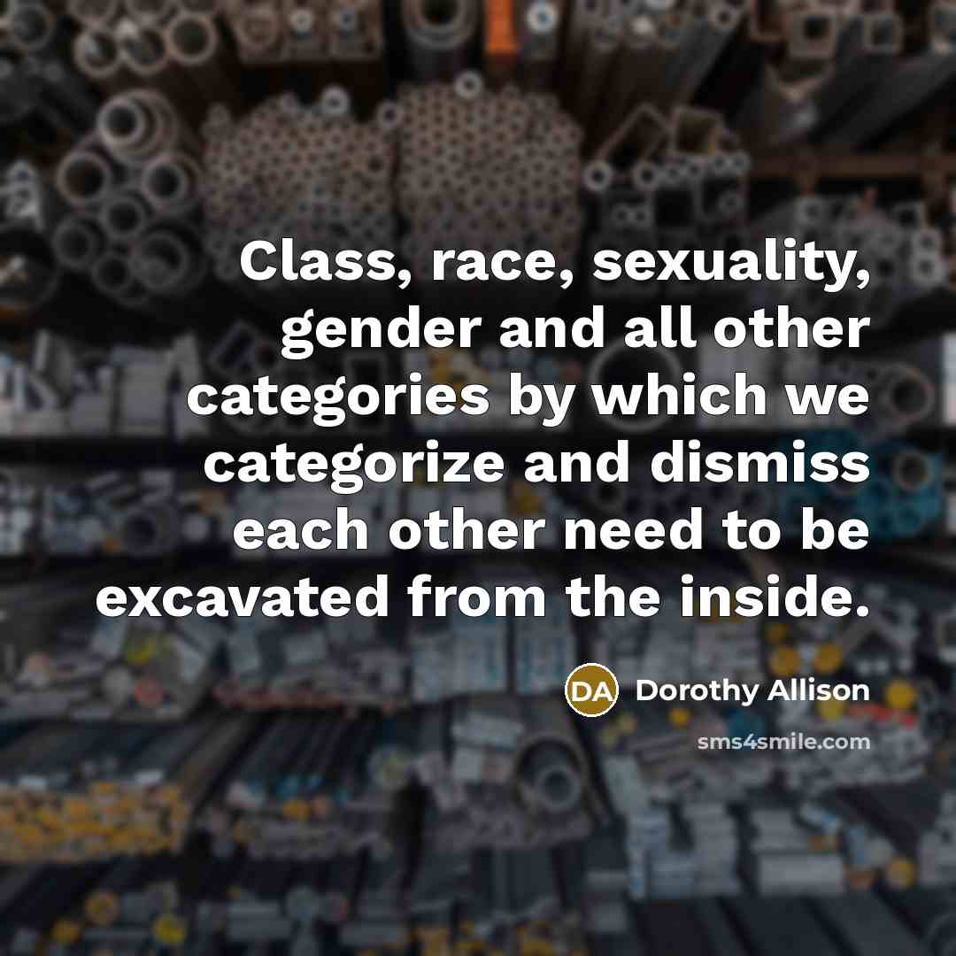 “Class, race, sexuality, gender and all other categories by which…” quote by Dorothy Allison