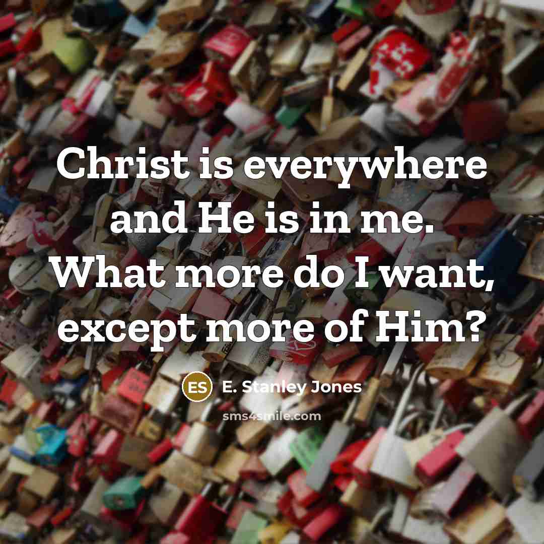 “Christ is everywhere and He is in me. What more…” quote by E. Stanley Jones