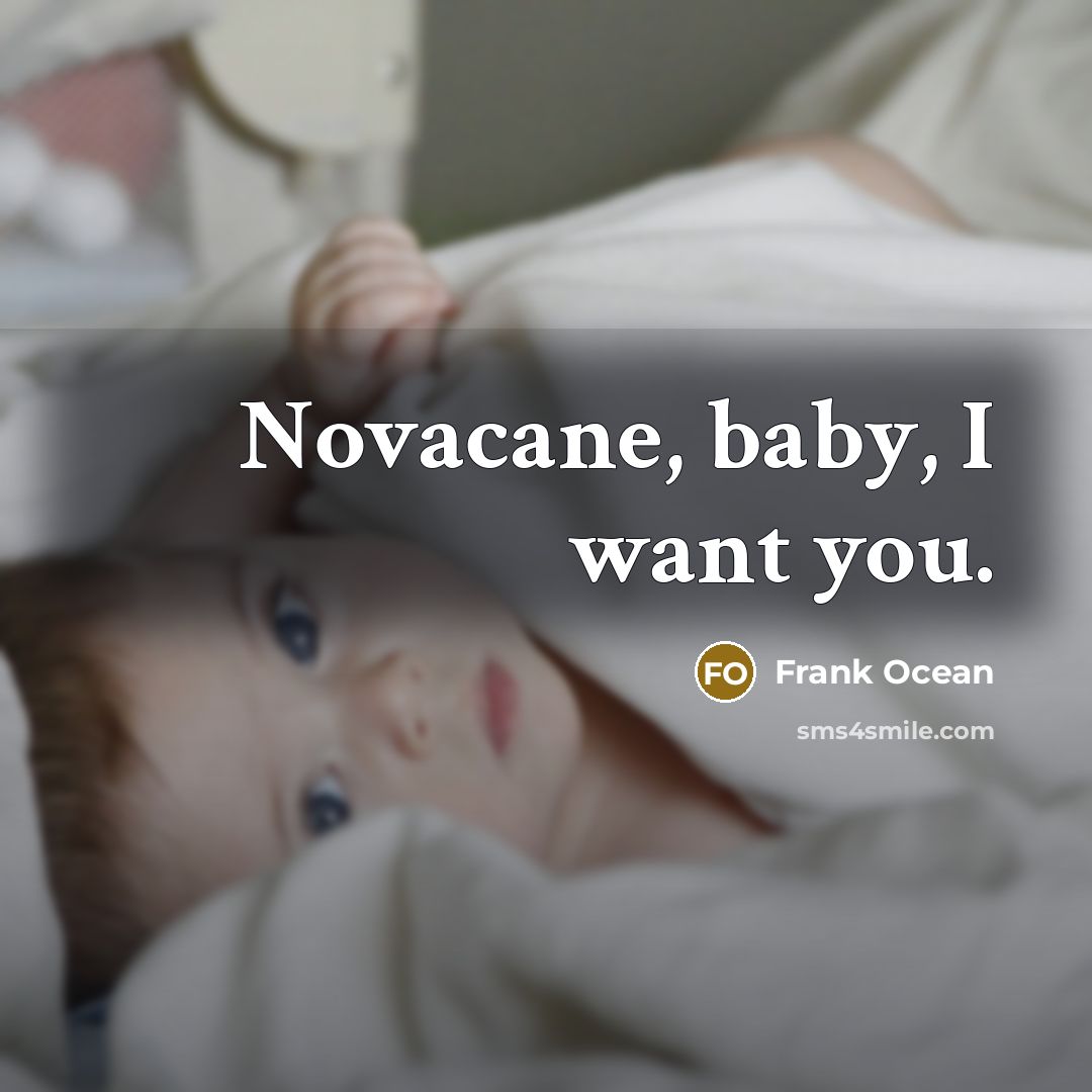 “Novacane, baby, I want you.” quote by Frank Ocean