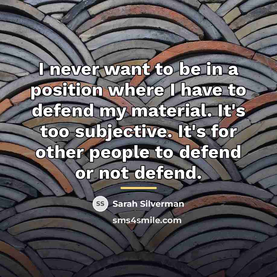 “I never want to be in a position where I…” quote by Sarah Silverman