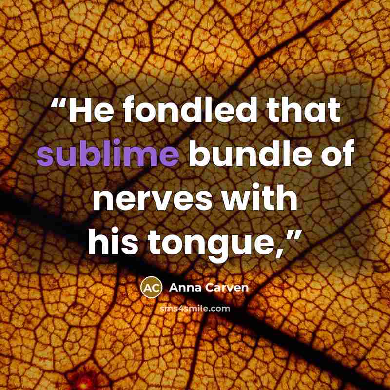 “He fondled that sublime bundle of nerves with his tongue,” quote by Anna Carven