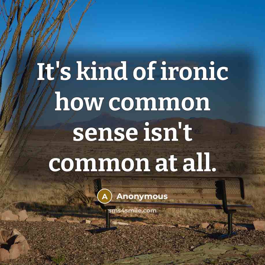 “It's kind of ironic how common sense isn't common at…” quote by Anonymous