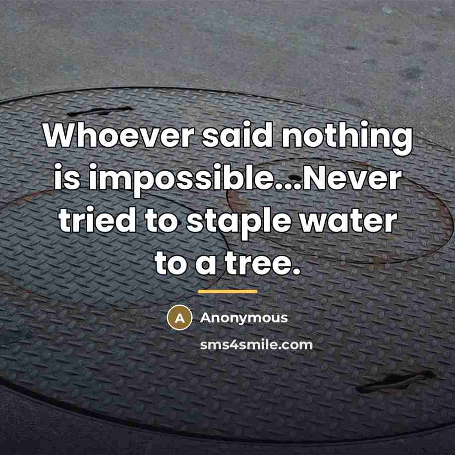 “Whoever said nothing is impossible...Never tried to staple water to…” quote by Anonymous