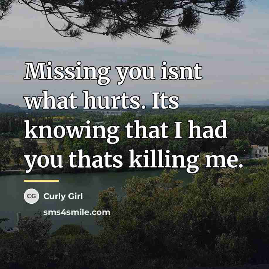 “Missing you isnt what hurts. Its knowing that I had…” quote by Curly Girl