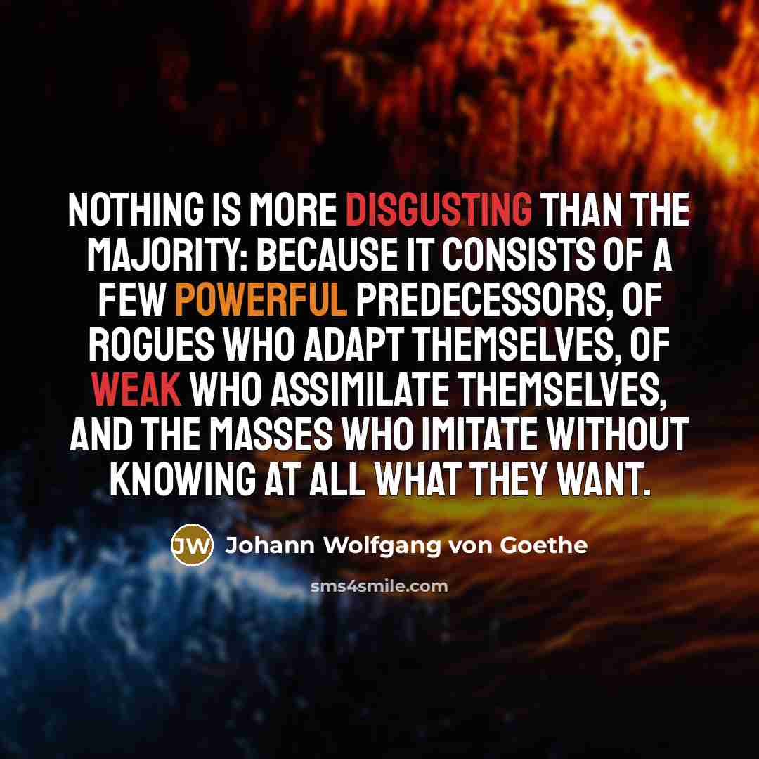 “Nothing is more disgusting than the majority: because it consists…” quote by Johann Wolfgang von Goethe