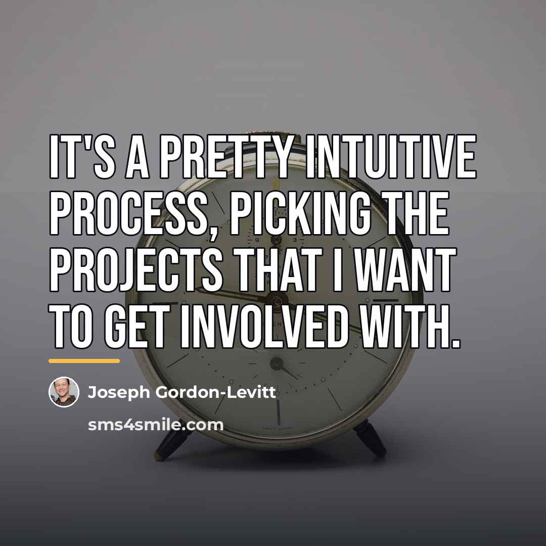 “It's a pretty intuitive process, picking the projects that I…” quote by Joseph Gordon-Levitt