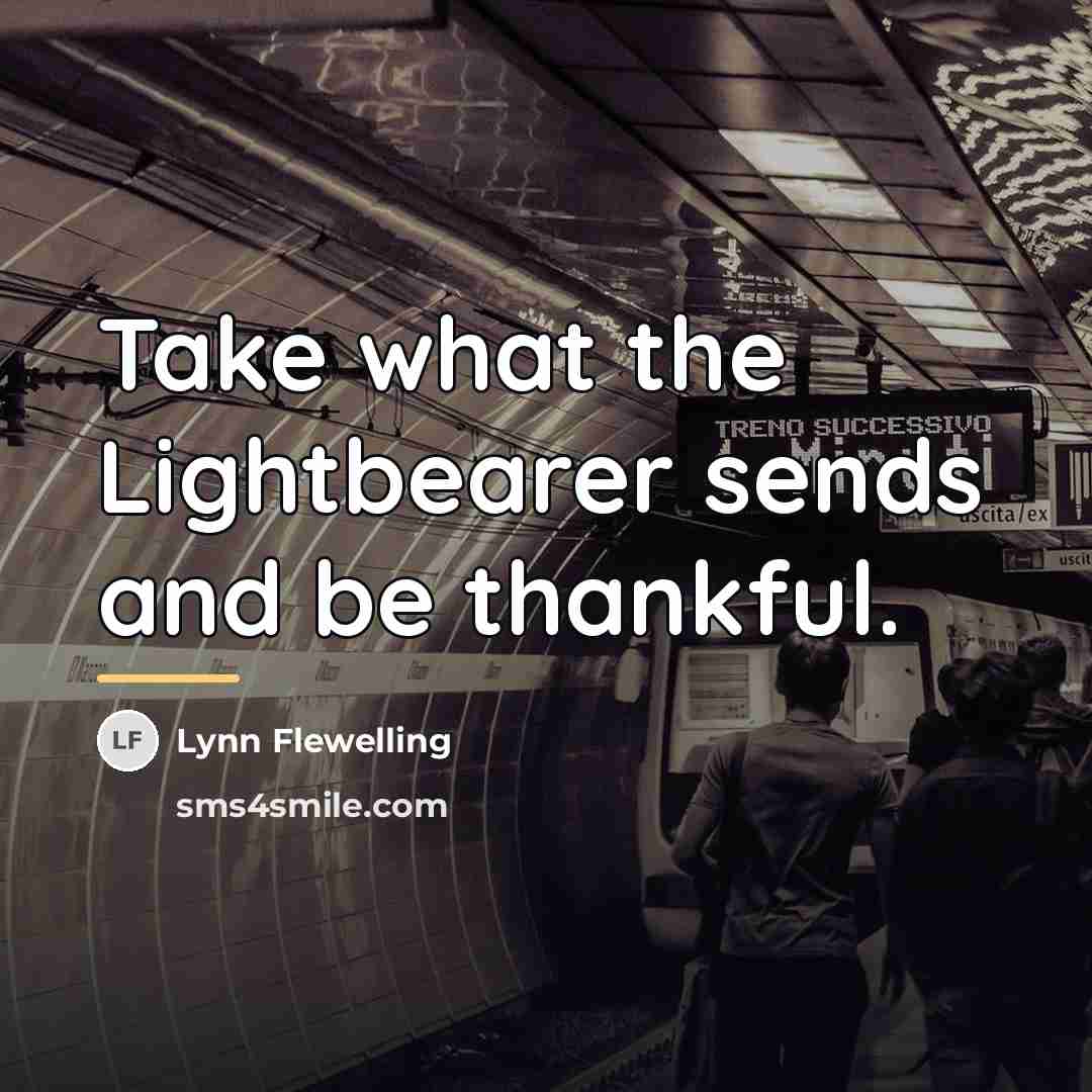 “Take what the Lightbearer sends and be thankful.…” quote by Lynn Flewelling