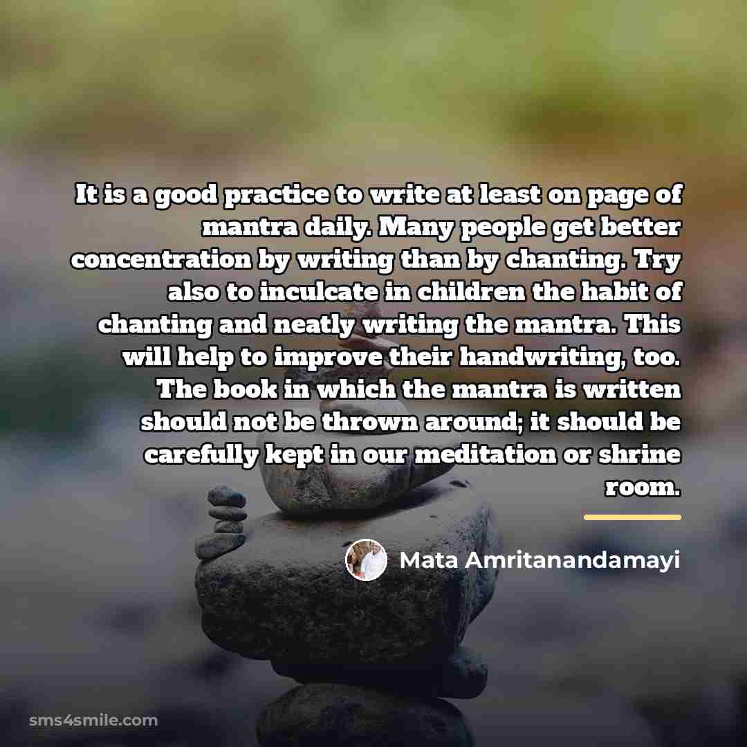 “It is a good practice to write at least on…” quote by Mata Amritanandamayi