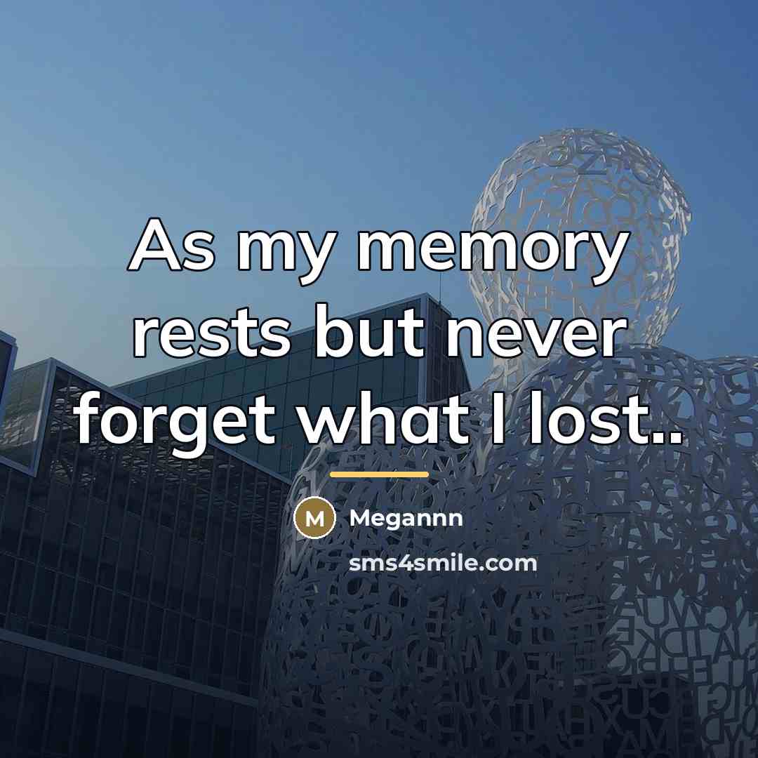 “As my memory rests but never forget what I lost..…” quote by Megannn