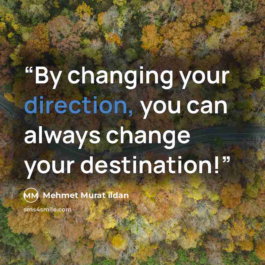 “By changing your direction, you can always change your destination!” quote by Mehmet Murat ildan