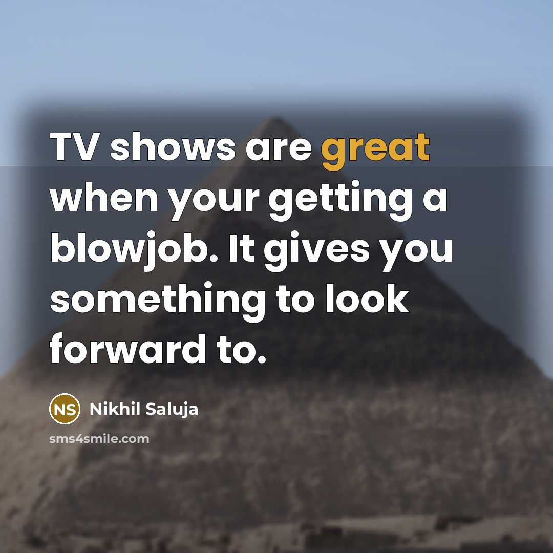 “TV shows are great when your getting a blowjob. It…” quote by Nikhil Saluja