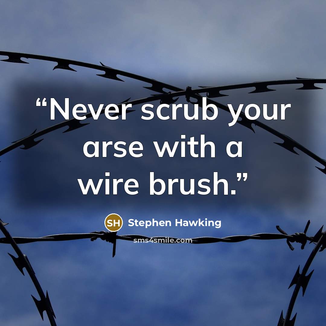 “Never scrub your arse with a wire brush.” quote by Stephen Hawking