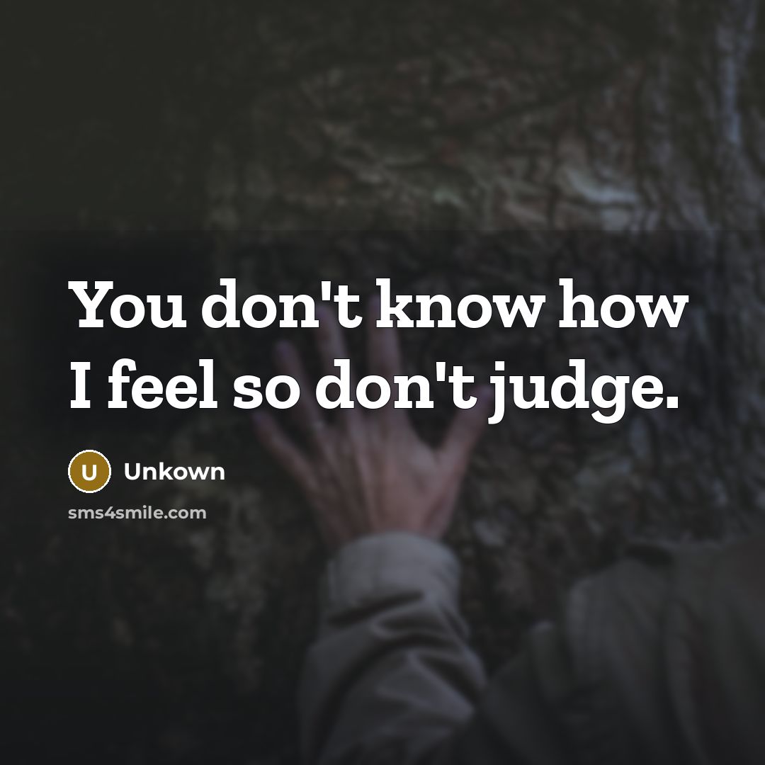 “You don't know how I feel so don't judge.” quote by Unkown