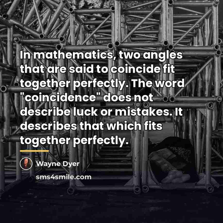 “In mathematics, two angles that are said to coincide fit…” quote by Wayne Dyer