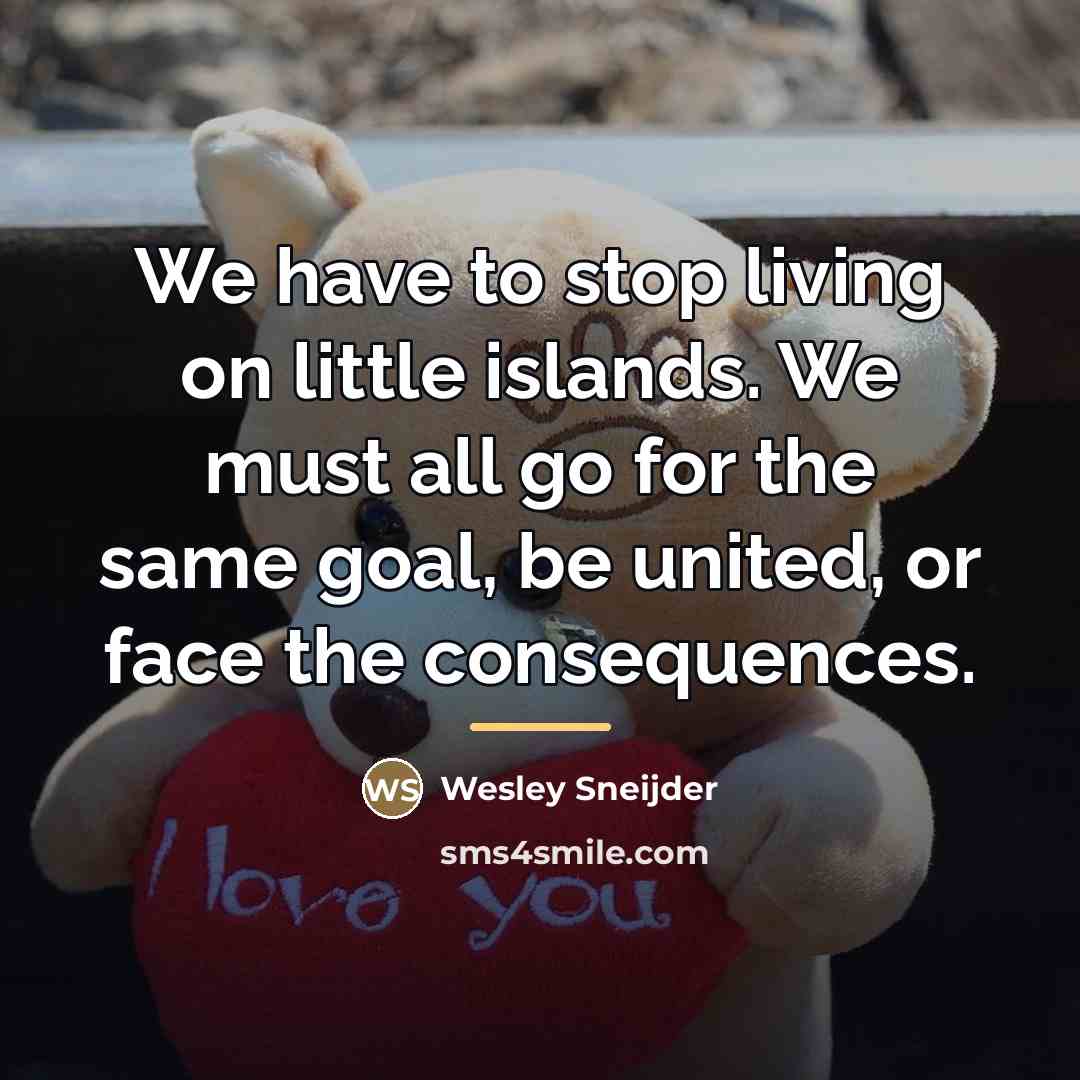 “We have to stop living on little islands. We must…” quote by Wesley Sneijder