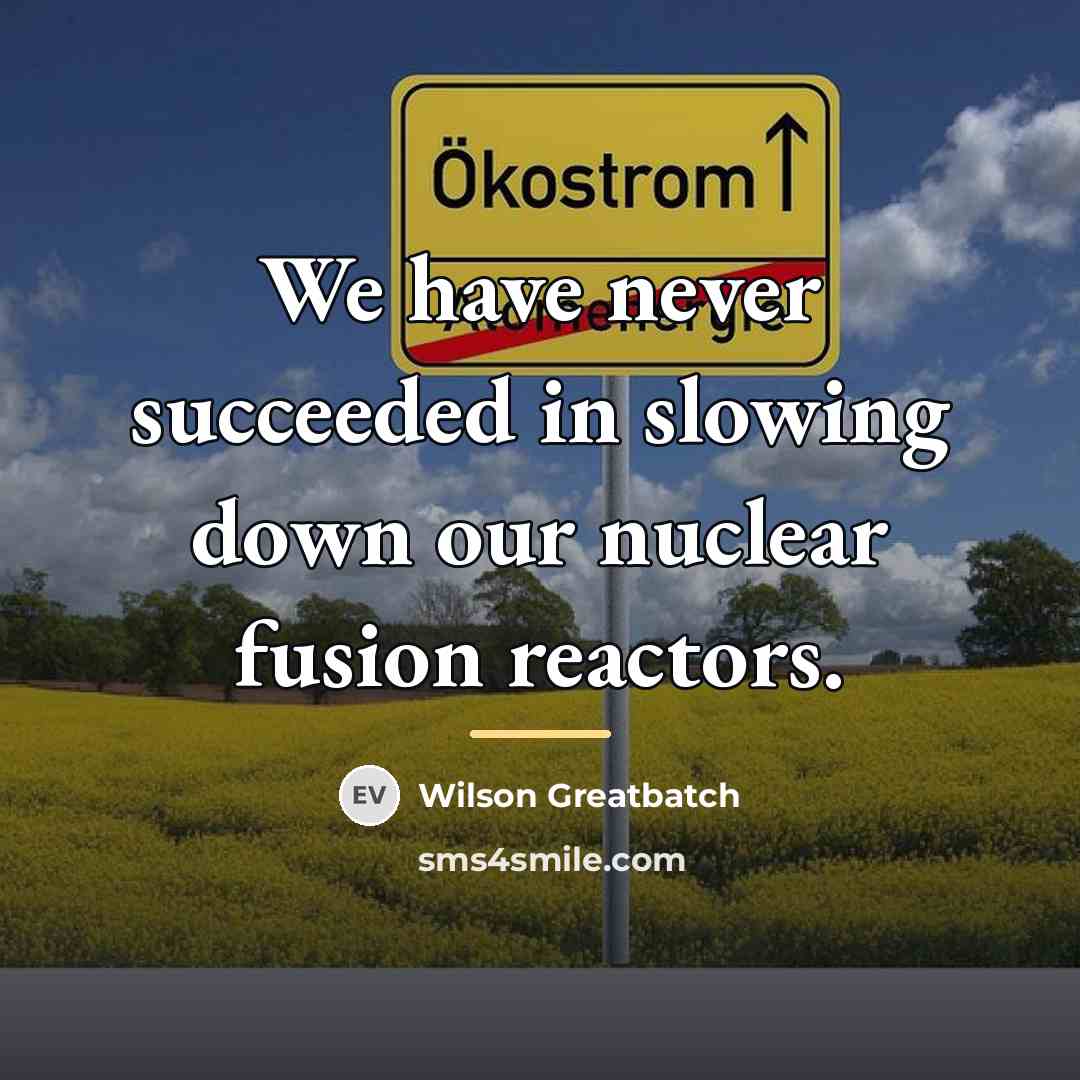 “We have never succeeded in slowing down our nuclear fusion…” quote by Wilson Greatbatch