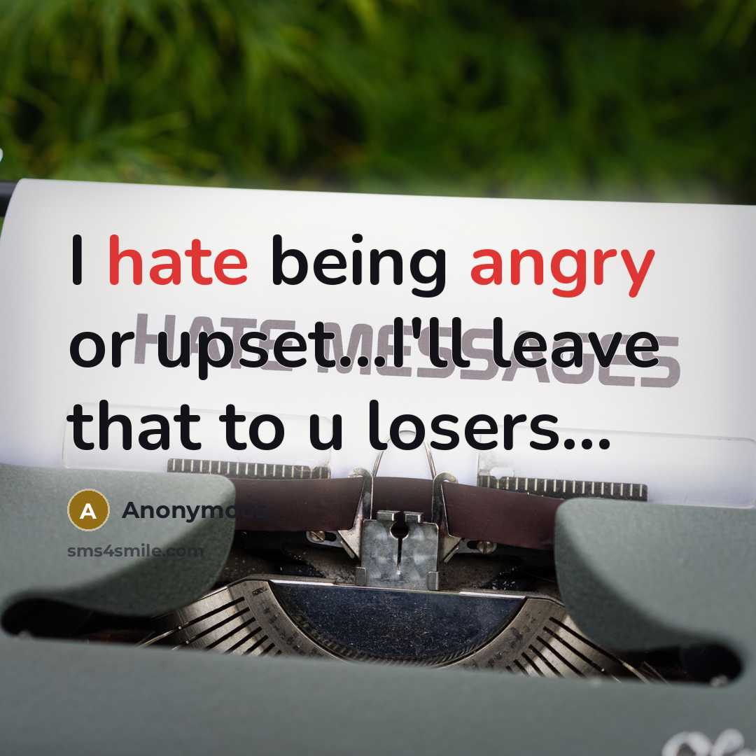 “I hate being angry or upset...I'll leave that to u losers...” quote by Anonymous