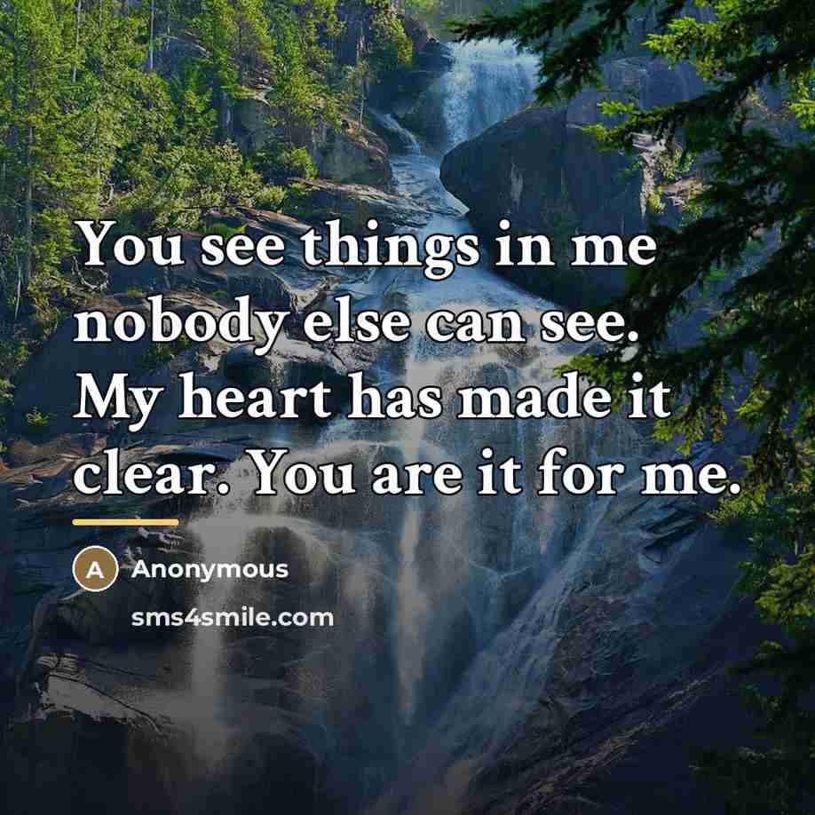 “You see things in me nobody else can see. My…” quote by Anonymous