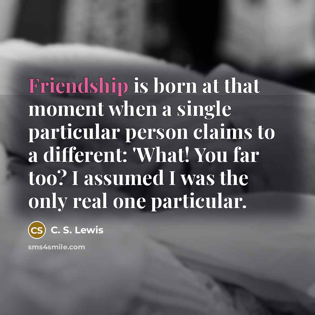 “Friendship is born at that moment when a single particular…” quote by C. S. Lewis