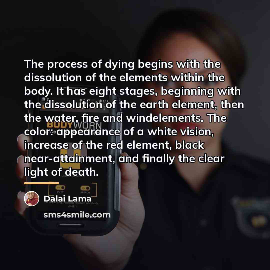 “The process of dying begins with the dissolution of the…” quote by Dalai Lama