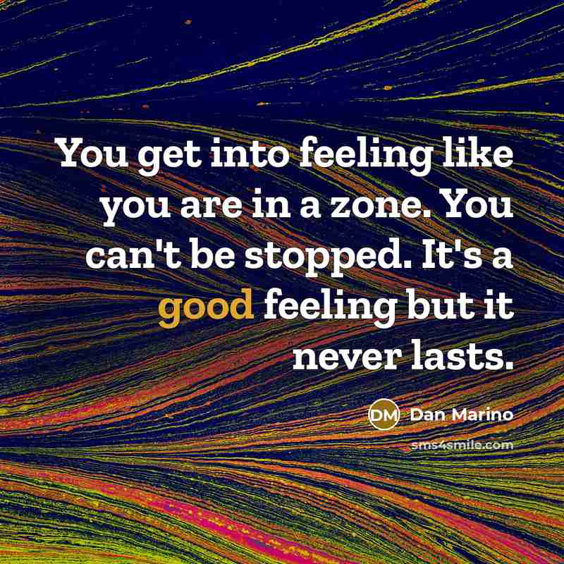 “You get into feeling like you are in a zone.…” quote by Dan Marino