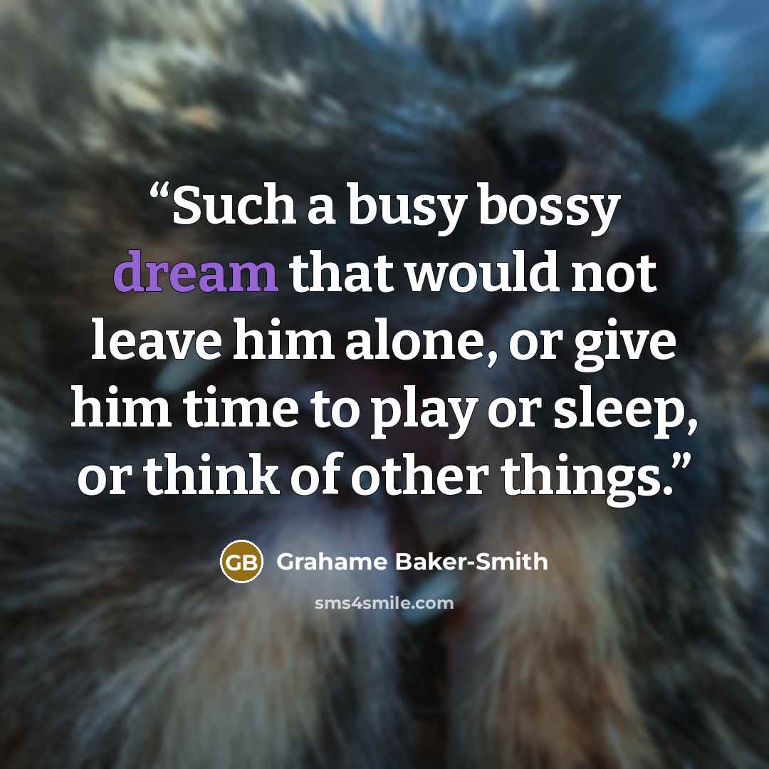“Such a busy bossy dream that would not leave him alone, or give him time to play or sleep, or think of other things.” quote by Grahame Baker-Smith