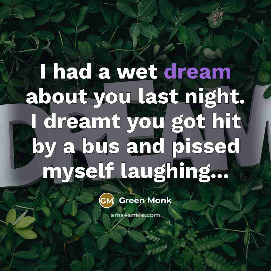 “I had a wet dream about you last night. I…” quote by Green Monk