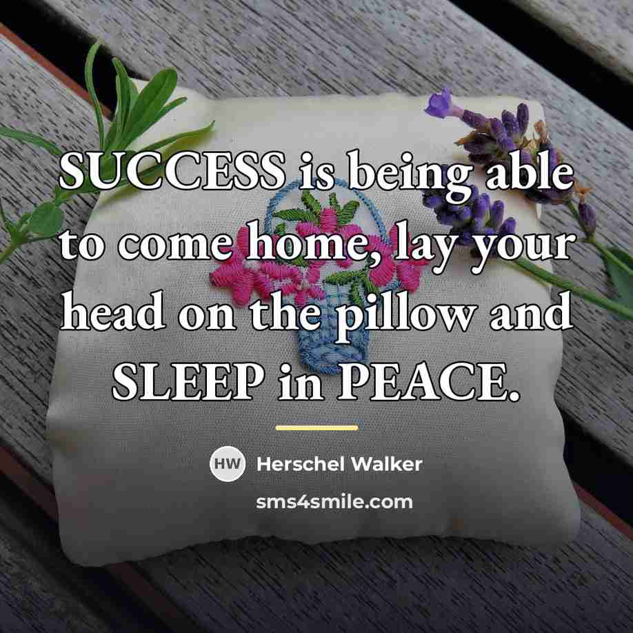 “SUCCESS is being able to come home, lay your head…” quote by Herschel Walker
