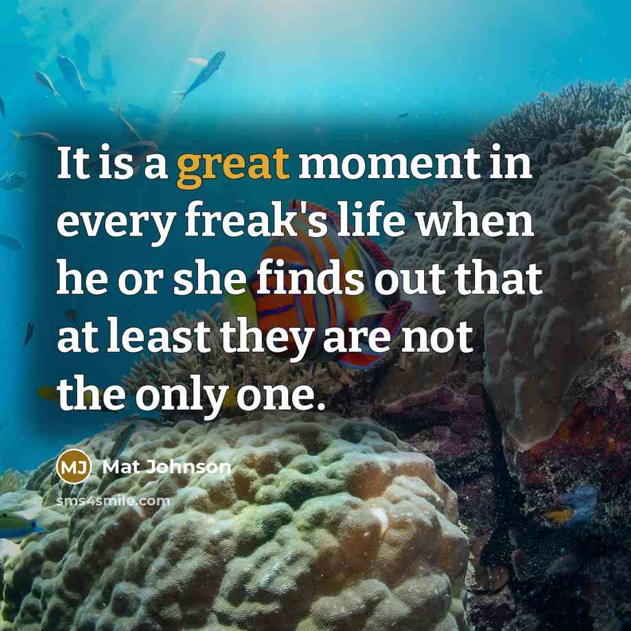 “It is a great moment in every freak's life when…” quote by Mat Johnson