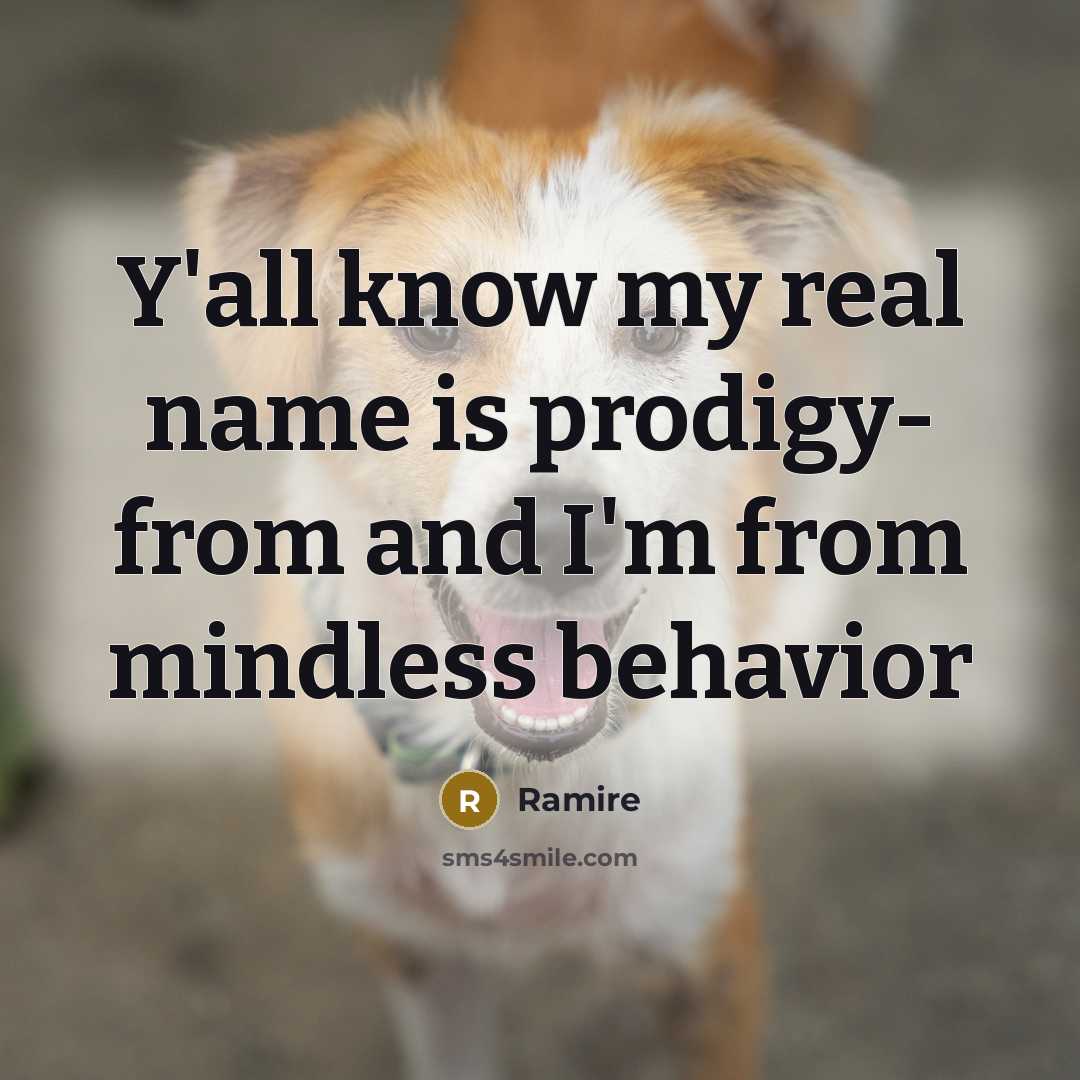 “Y'all know my real name is prodigy- from and I'm from mindless behavior” quote by Ramire
