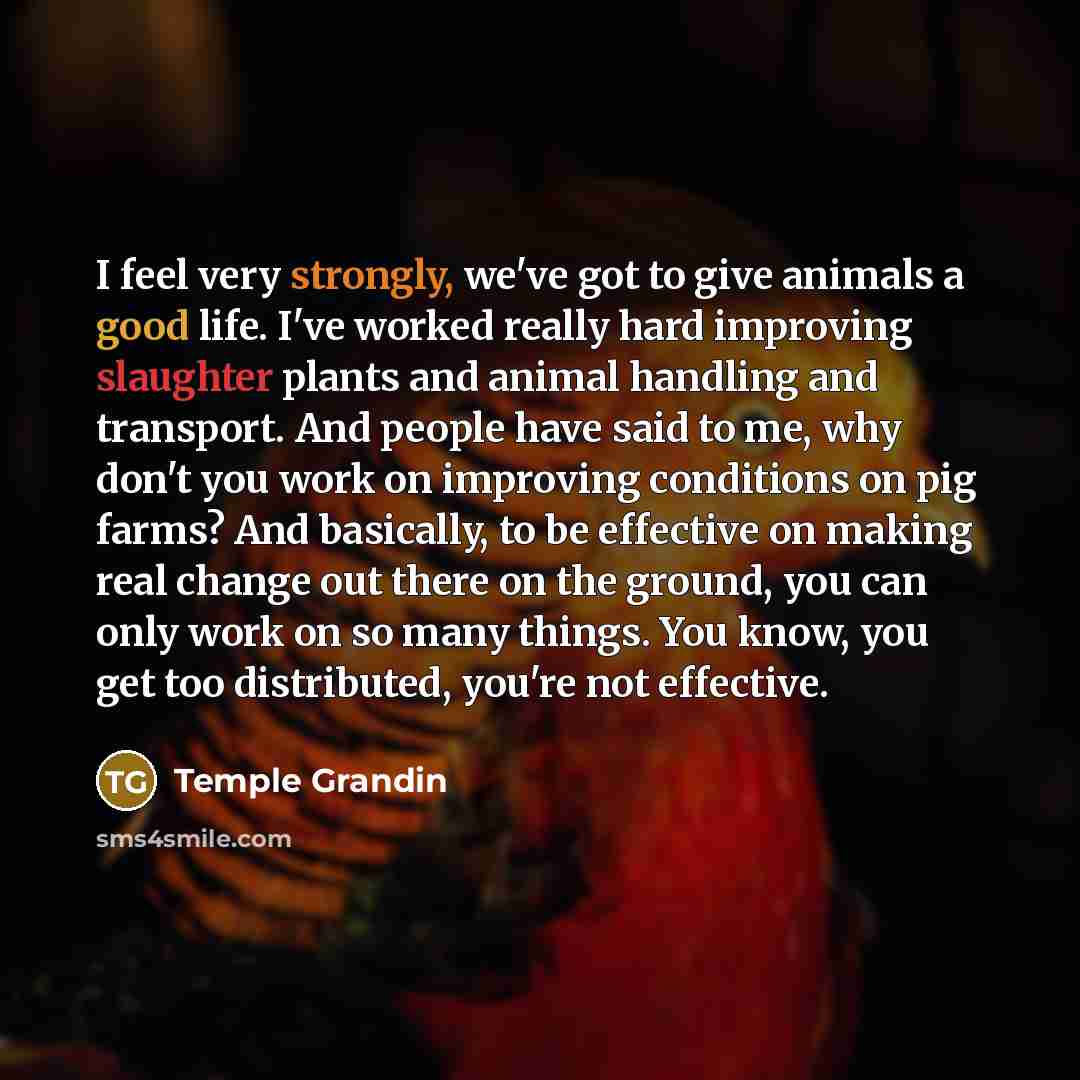“I feel very strongly, we've got to give animals a…” quote by Temple Grandin