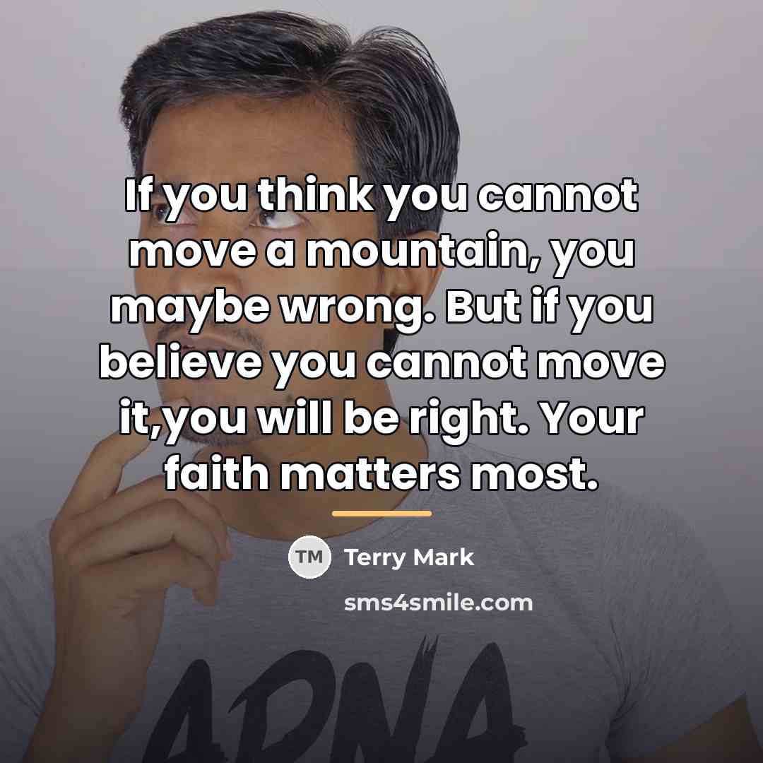 “If you think you cannot move a mountain, you maybe…” quote by Terry Mark