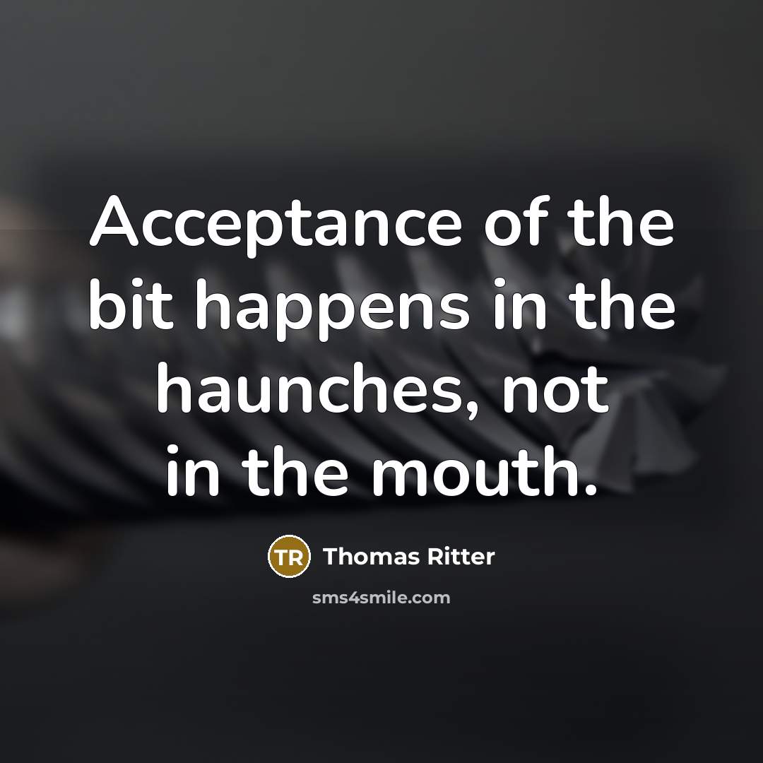 “Acceptance of the bit happens in the haunches, not in the mouth.” quote by Thomas Ritter