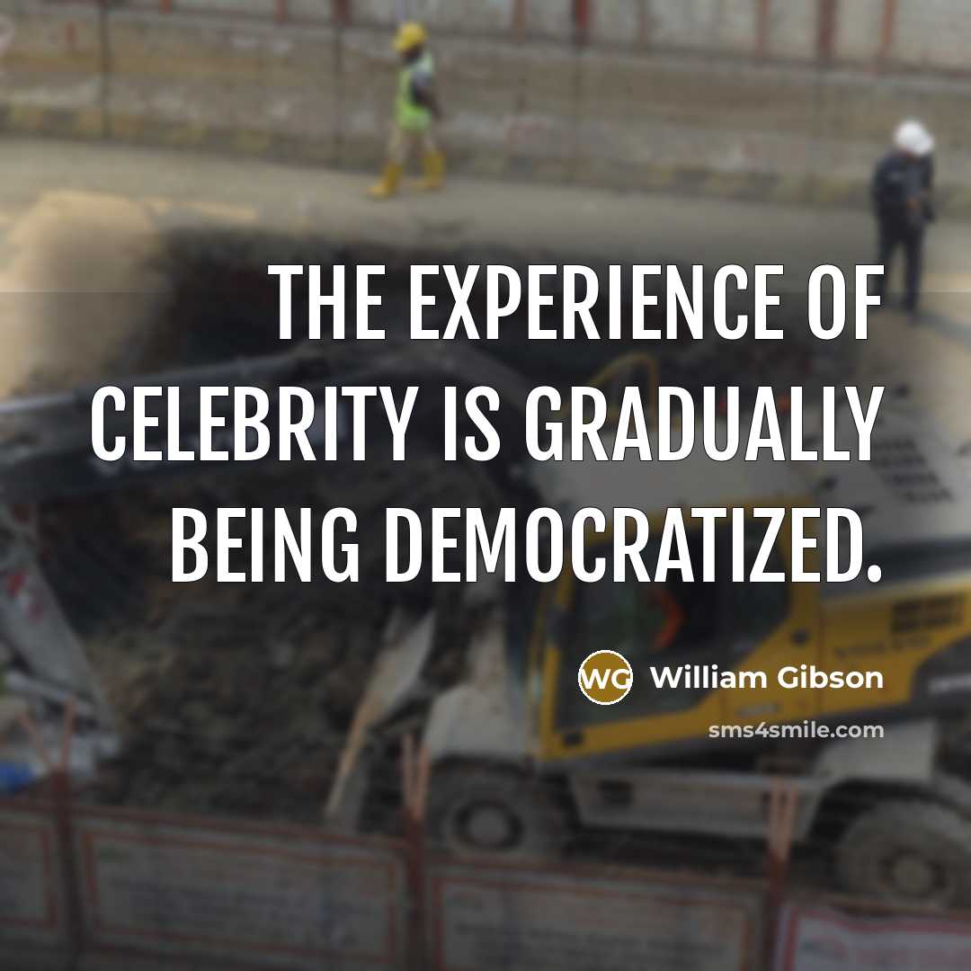 “The experience of celebrity is gradually being democratized.…” quote by William Gibson
