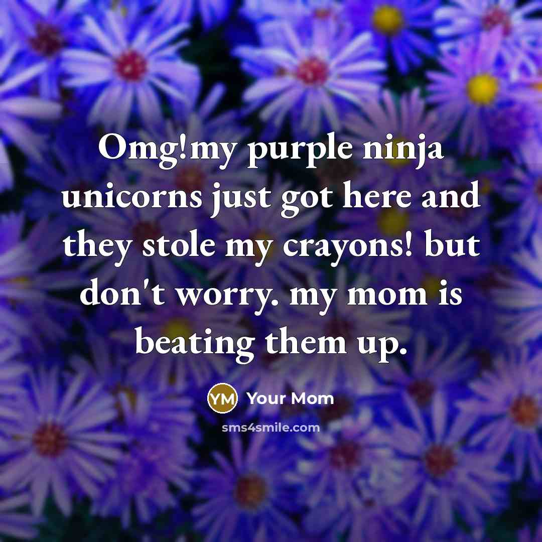 “Omg!my purple ninja unicorns just got here and they stole…” quote by Your Mom