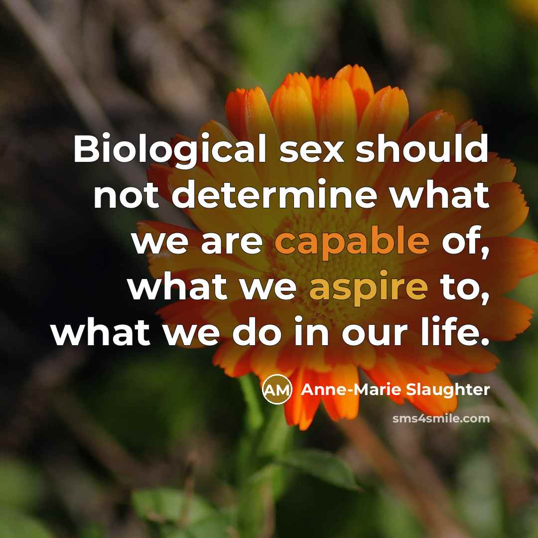 “Biological sex should not determine what we are capable of,…” quote by Anne-Marie Slaughter