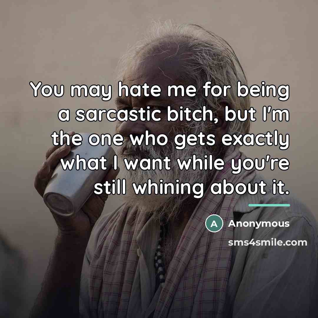 “You may hate me for being a sarcastic bitch, but…” quote by Anonymous