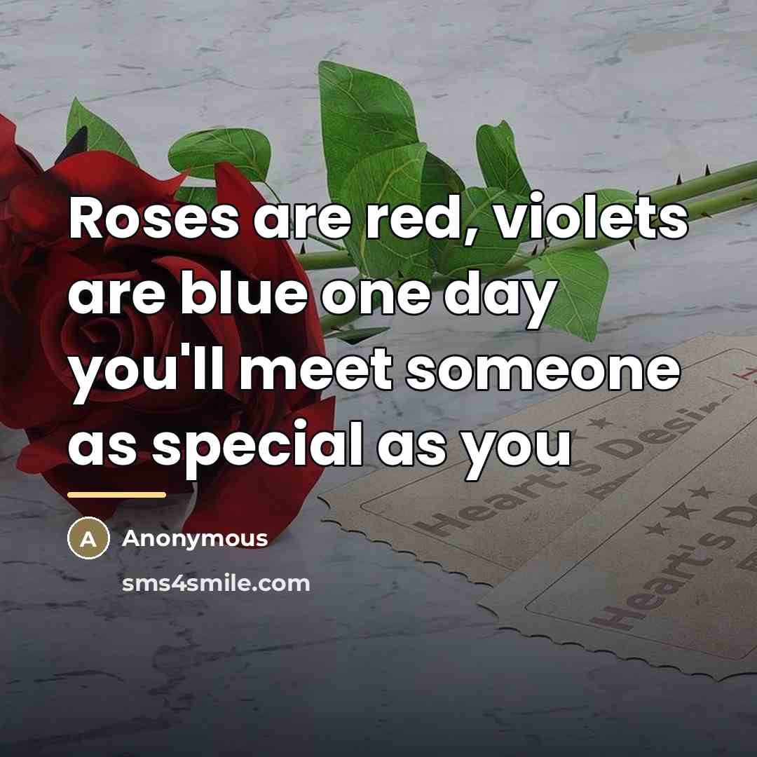 “Roses are red, violets are blue one day you'll meet…” quote by Anonymous