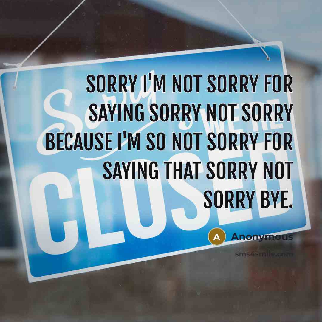 “Sorry I'm not sorry for saying sorry not sorry because…” quote by Anonymous