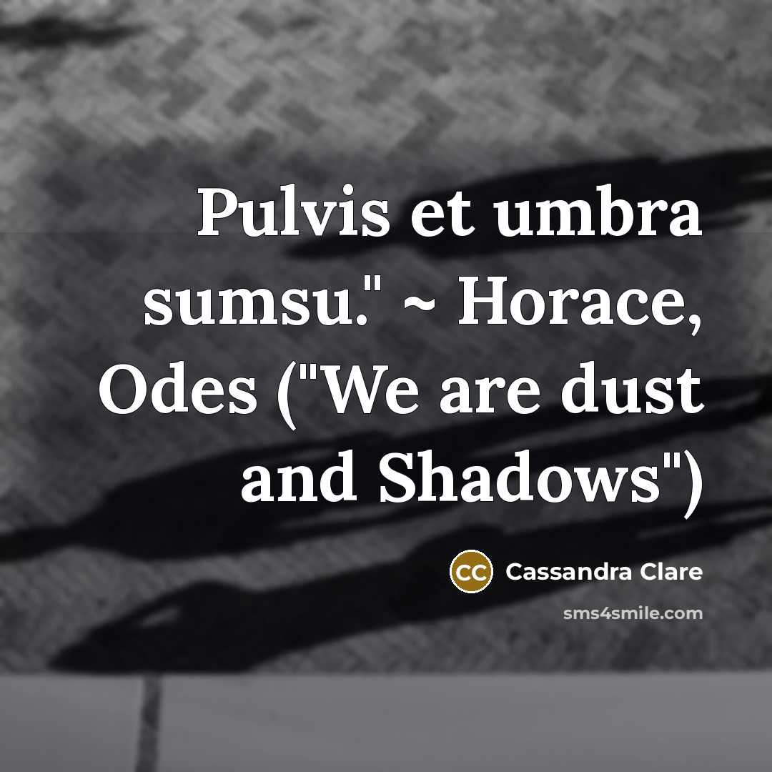 “Pulvis et umbra sumsu." ~ Horace, Odes ("We are dust…” quote by Cassandra Clare