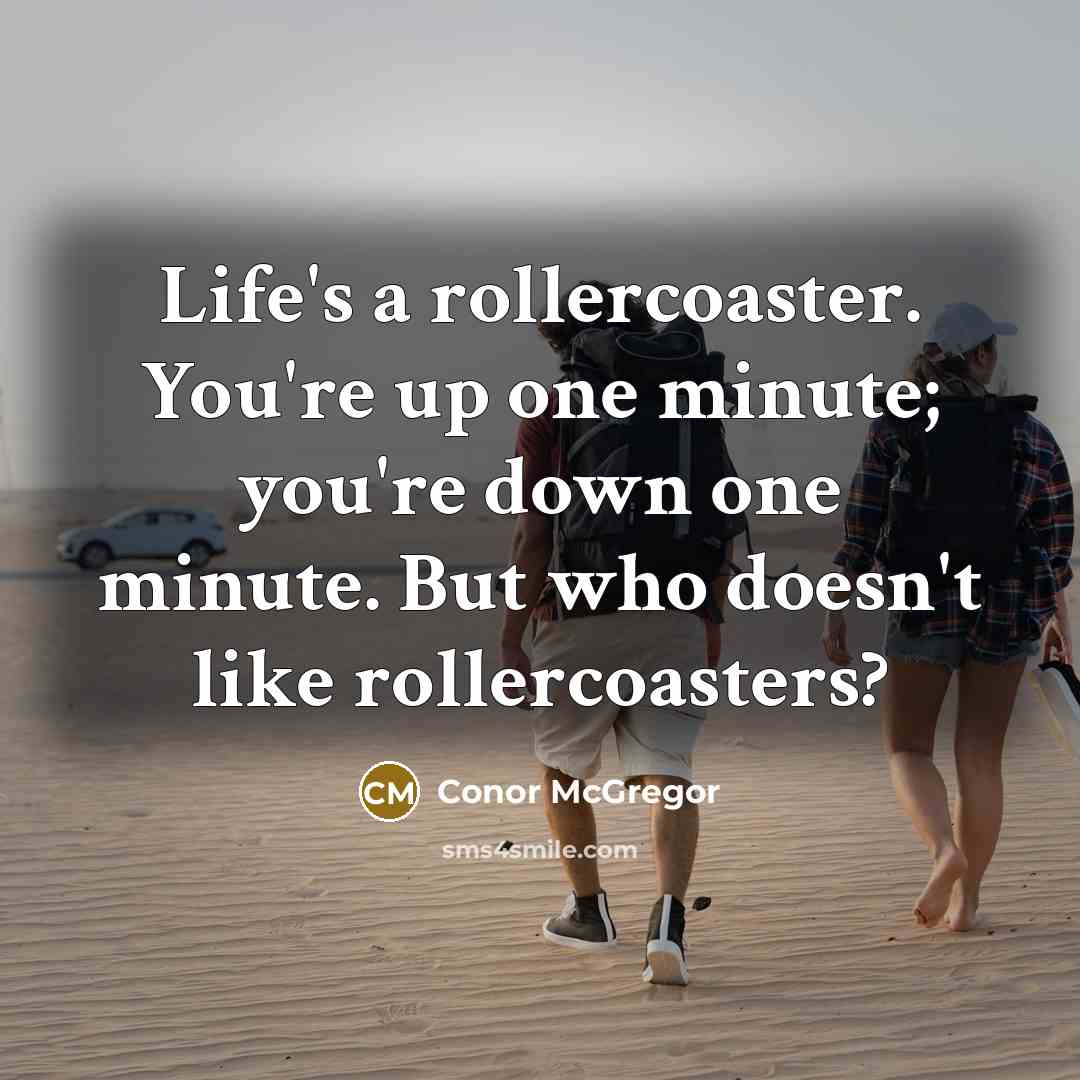 “Life's a rollercoaster. You're up one minute; you're down one…” quote by Conor McGregor