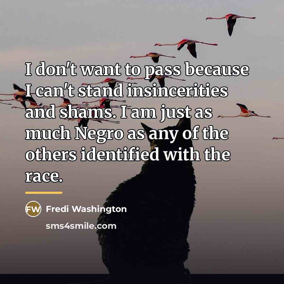 “I don't want to pass because I can't stand insincerities…” quote by Fredi Washington