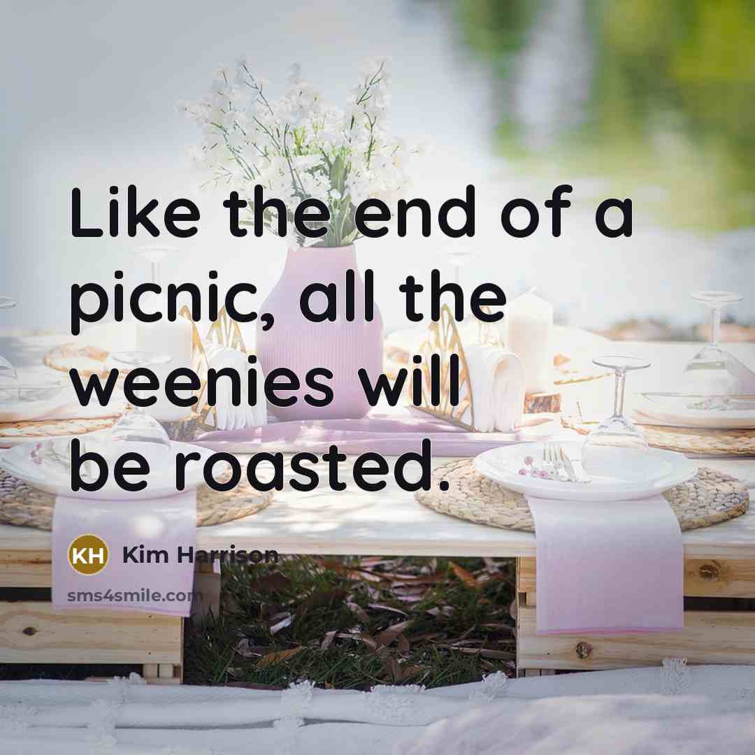 “Like the end of a picnic, all the weenies will…” quote by Kim Harrison
