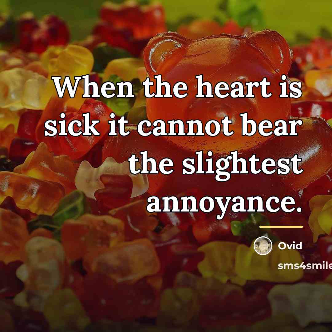 “When the heart is sick it cannot bear the slightest…” quote by Ovid