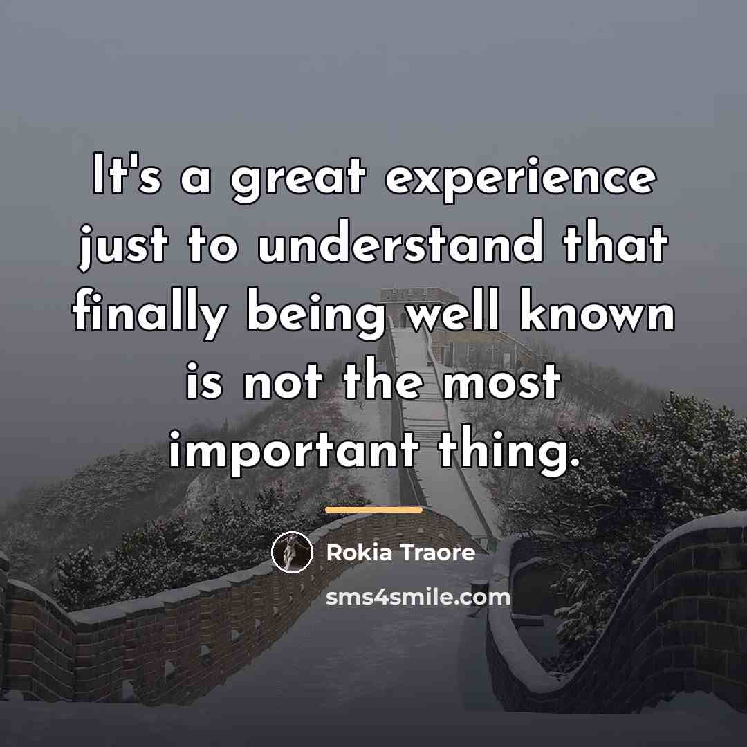 “It's a great experience just to understand that finally being…” quote by Rokia Traore