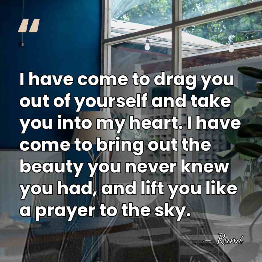 I have come to drag you out of yourself and take you&hellip; - Rumi