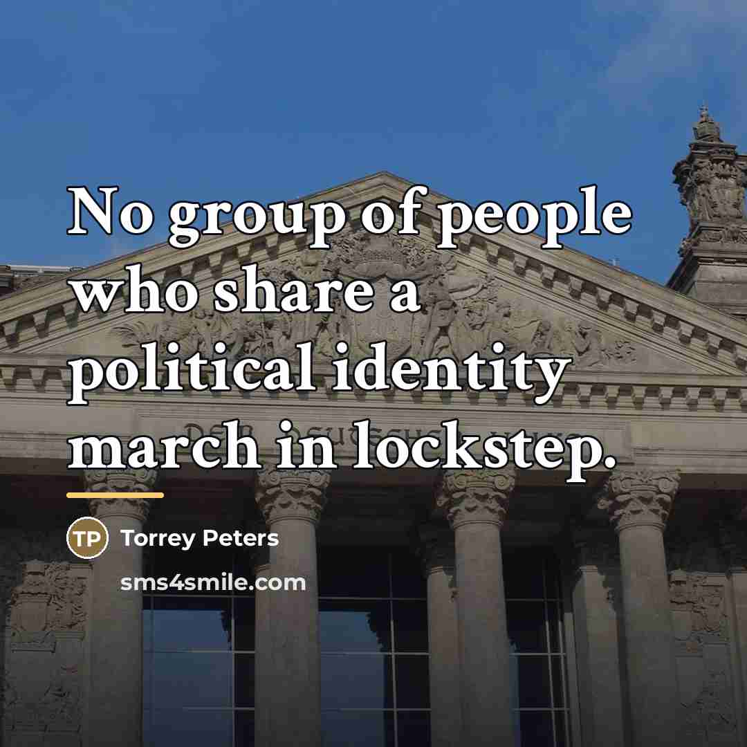 “No group of people who share a political identity march…” quote by Torrey Peters